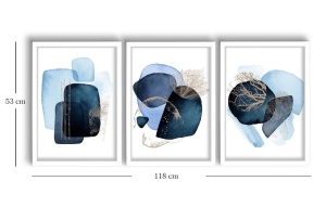 Tablou, 3 bucati Mar Protea Bleumarin 38x53 cm - Img 3