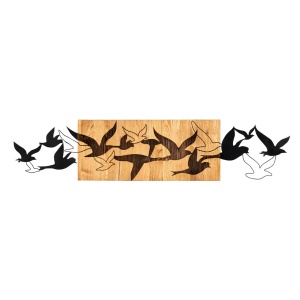 Tablou din lemn si metal Albatros Negru 111x25 cm - Img 4