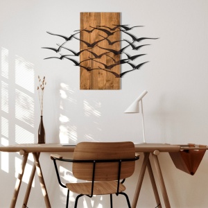 Tablou din lemn si metal Migration Negru 86x58 cm - Img 3
