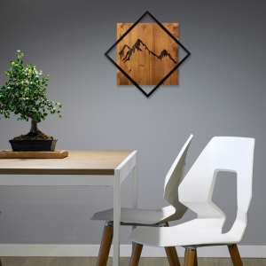 Tablou din lemn si metal Mountain Nuc 54x54 cm - Img 1
