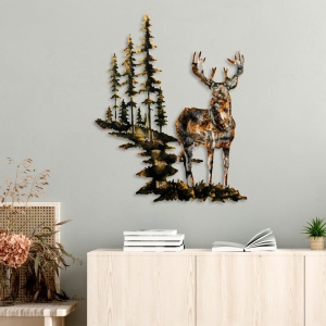 Tablou metalic Deer Multicolor 65x79 cm - Img 1