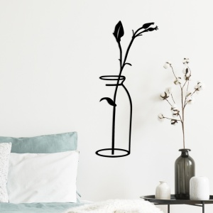 Tablou metalic Flower Negru 33x0.15x71 cm - Img 3