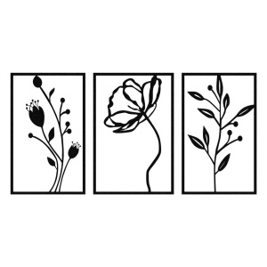 Tablou metalic Flowers Negru 70x39 cm - Img 5