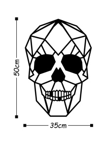 Tablou metalic Skull Negru 35x50 cm - Img 3