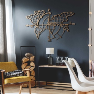 Tablou metalic World Auriu 65x95 cm - Img 12