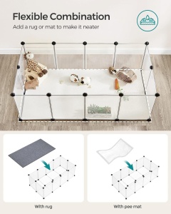 Tarc pentru animale de companie, modular, , Songmics, Alb, 125x63x42 cm - Img 5