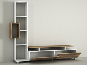 Ansamblu Comoda TV Tulip Alb-Walnut - Img 5