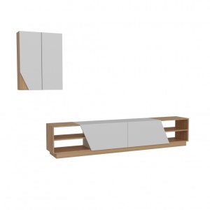 Ansamblu Comoda TV Zebra Alb-Teak - Img 4