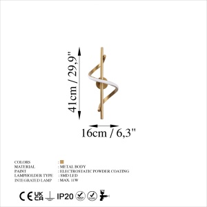 Aplica Likma Auriu 16x41x25 cm - Img 6