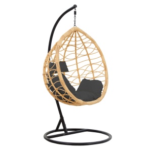 Balansoar de gradina, Model Hudson, culoare negru, metal si poliratan, 109x119x195 cm - Img 2