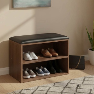 Bancă cu suport pantofi Kiana, nuc, 60x32x44 cm