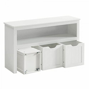 Banca hol cu cufar de depozitare Model Paisleigh, Alb, 102x30x60 cm - Img 2