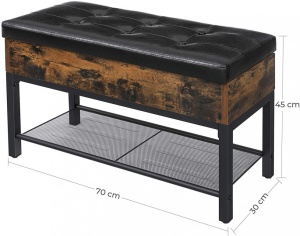 Banca Pantofi Model Macie, Maro rustic / Negru, 70x30x45 cm - Img 6