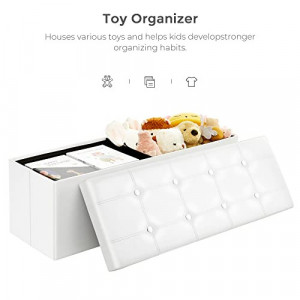 Bancuta hol cufar cu depozitare, Songmics, Alb, 110x38x38 cm - Img 6