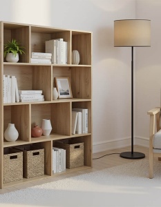 Bibliotecă cu 10 compartimente deschise, MDF melaminat, Stejar, 100 × 30 × 135 cm