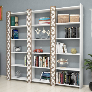 Biblioteca Model City, Alb, 184,6x24,2x170 cm - Img 1