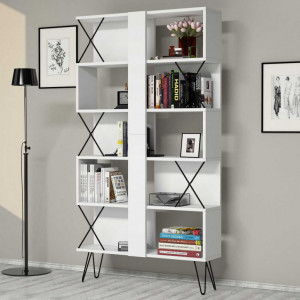 Biblioteca Model Extra, Alb, 90x167.3x22 cm - Img 2