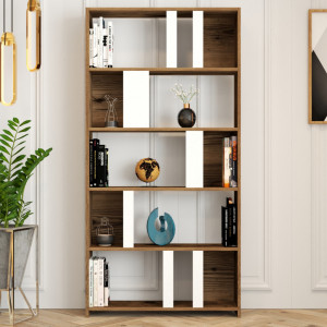 Biblioteca Model Lima V1, Nuc/Alb, 90x180x20 cm - Img 2