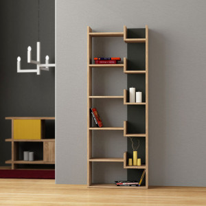Biblioteca Pako World, Model Oppa, 61x22x162 cm, Stejar inchis - Img 2