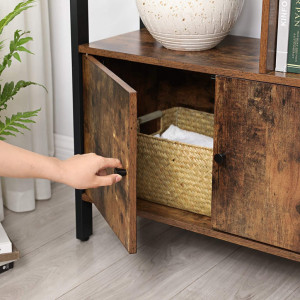 Biblioteca Vasagle, Model Armando, 74x30x154,5 cm, Maro Rustic/Negru - Img 4