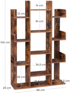 Biblioteca Vasagle, Model Jacob, 86x25x140 cm, Maro Rustic - Img 7