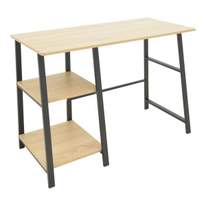 Birou cu rafturi Model Ferje, Natur/Negru, 100x48x75 cm - Img 3