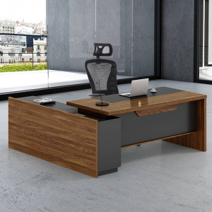 Birou pe colt dreapta Oscar nuc - antracit 200x180x76cm - Img 3