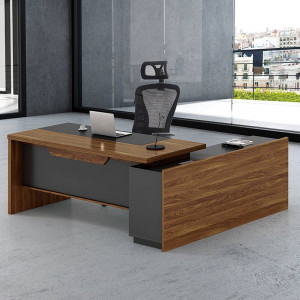 Birou pe colt stanga Oscar nuc - antracit 220x180x76 cm - Img 4