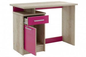 Birou pentru Copii Pako World, model Castillo, 100x75x55 cm, Stejar castillo/Roz - Img 3