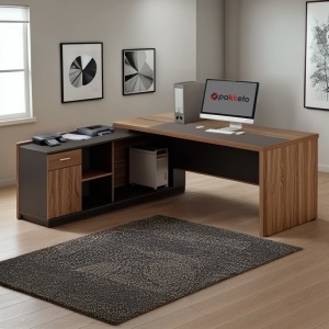 Birou profesional Model Oscar, Nuc/Antracit, 240x180x76 cm - Img 2