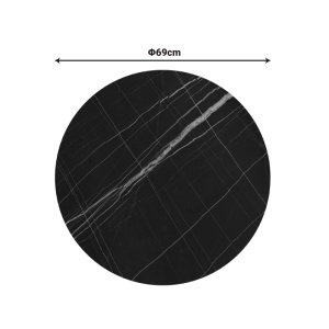 Blat de masă Relian, HPL, 12 mm grosime, aspect marmorat, negru, Ø69 cm - Img 4