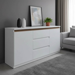 Bufet - Comodă Living Chiemo, alb, 160x40x93.6 cm