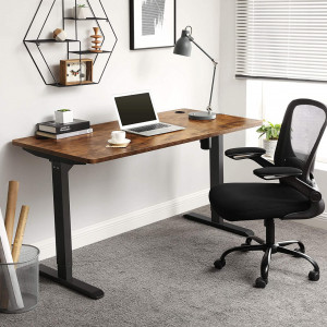 Cadru pentru Birou Songmics, model Caiden, 110-155x68-116x58 cm, Maro/Negru - Img 2