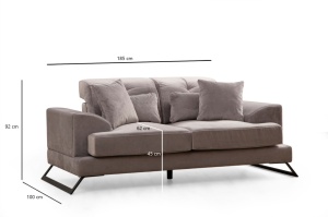 Canapea 2 locuri Frido Gri deschis 185x100x92 cm - Img 8