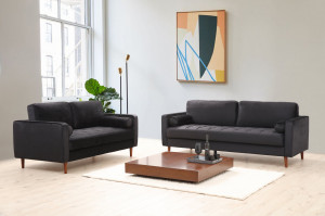 Canapea 2 locuri Jaber Negru 178x80 cm - Img 2