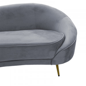 Canapea 3 locuri Amora catifea gri inchis - metal auriu 180x81x77cm - Img 4