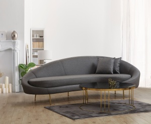 Canapea cu 3 locuri Model Eses, Gri închis - Img 2