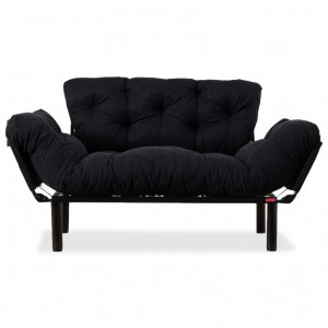 Canapea extensibila 2 locuri PWF-0018 cu stofa de culoare neagra 155x73x85cm - Img 1