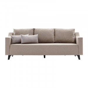 Canapea extensibila 3 locuri PWF-0592 material textil crem 230x90x74cm - Img 3