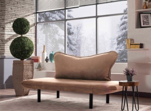 Canapea extensibila cu 2 locuri Model Chatto, Maro deschis - Img 2