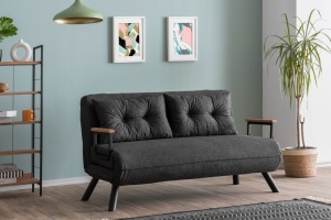 Canapea extensibilă cu 2 locuri Sando Gri inchis 175x133x41 cm - Img 2