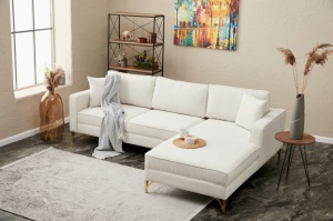 Colțar dreapta Berlin Crem 258x83x181 cm - Img 2