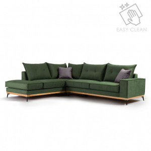 Coltar Dreapta Luxury II Verde Inchis Antracit - Negru 290x235x90 cm - Img 1