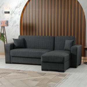 Colțar extensibil reversibil Dumma, antracit, 226x148x86 cm