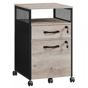 Comoda birou, Vasagle, Negru-Ivoar, 44x42x69 cm - Img 2