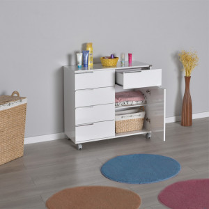 Comoda Model ADR-415, Alb lucios, 85x44x81 cm - Img 7