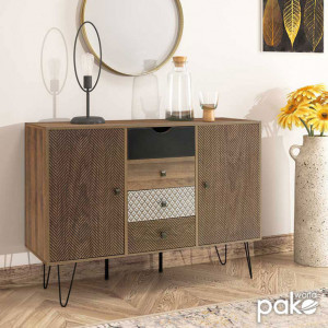 Comoda Model Boho, Nuc/Negru, 122x39.5x86 cm - Img 2