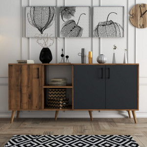 Comoda Model Exxen, Nuc/Antracit, 180x45x80 cm - Img 2