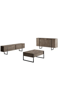 Comoda Model Luxe, Negru/Nuc, 160x35x80 cm - Img 8