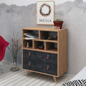 Comoda Model Marco, Stejar/Ciment, 70x40x85.6 cm - Img 2